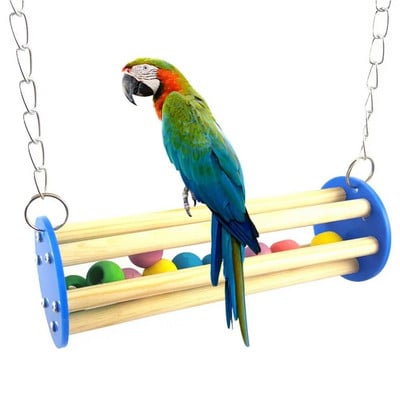 Chewing Cage Decor Toy Pet Bird Squirrel Parrot Bead Chain Climbing Swing Bite Cage Decor
