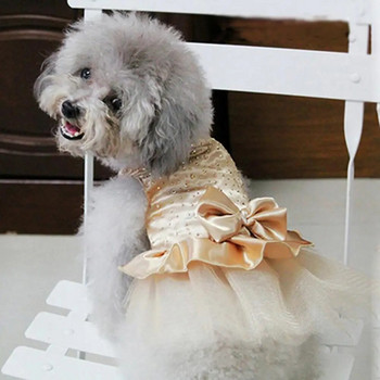 Pet Dog Puppy Bow Gauze Dress Skirt Cat Sein Princess Clothes Apparel Pet Dog PuppyDress