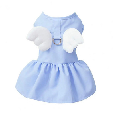 Skaista vasaras suņu kleita, mīksta tekstūra, eņģeļu spārni, mājdzīvnieku kucēnu suņu kleita, pogas aizdare Kokvilnas mājdzīvnieku kleita mājdzīvnieku piederumi