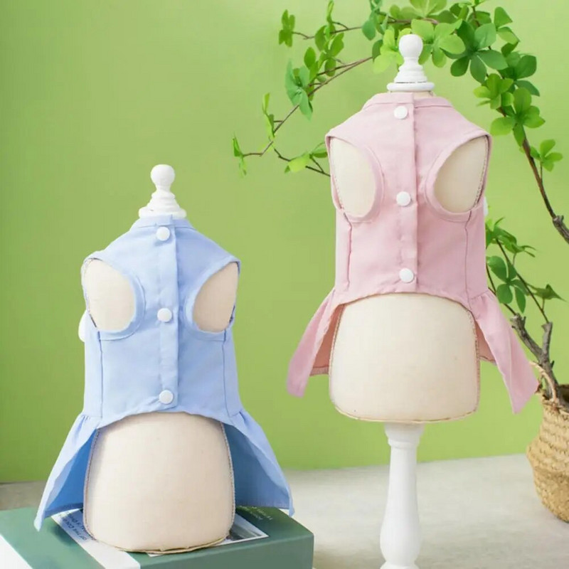 Skaista vasaras suņu kleita, mīksta tekstūra, eņģeļu spārni, mājdzīvnieku kucēnu suņu kleita, pogas aizdare Kokvilnas mājdzīvnieku kleita mājdzīvnieku piederumi