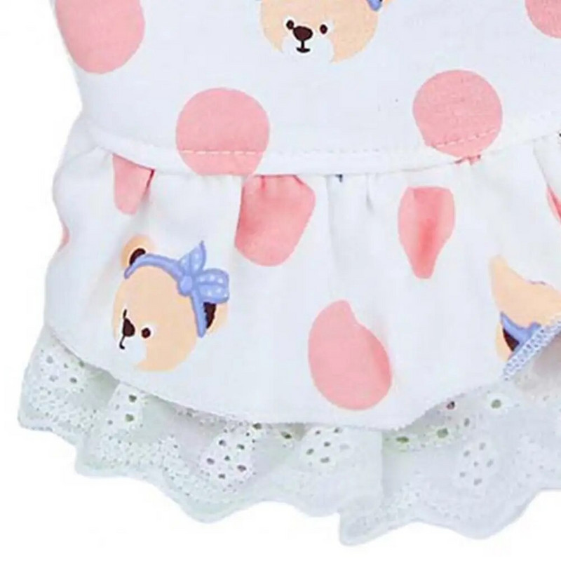 Suņu kleita, mežģīnes, volānveida apakšmala, mīksta, ērta kokvilnas karikatūras raksts, mājdzīvnieka suņa veste kleita kucēnam bez piedurknēm