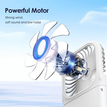 Мини сгъваем малък вентилатор Преносим ръчен висящ вентилатор за врата LED цифров дисплей Аварийна захранваща банка Многофункционален въздушен охладител