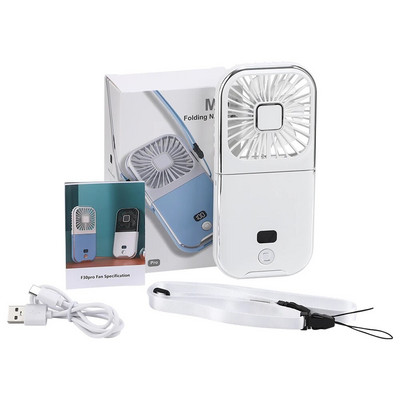 Mini kokkupandav väike ventilaator kaasaskantav käeshoitav rippuv kaela ventilaator LED digitaalne ekraan hädaabi toitepanga multifunktsionaalne õhujahuti