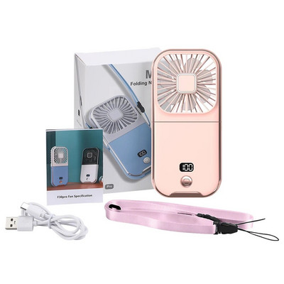 Mini kokkupandav väike ventilaator kaasaskantav käeshoitav rippuv kaela ventilaator LED digitaalne ekraan hädaabi toitepanga multifunktsionaalne õhujahuti