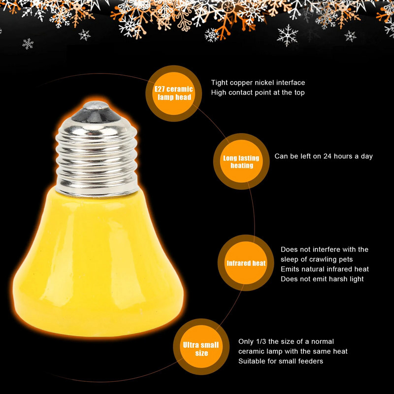 Λαμπτήρας θερμότητας ερπετών για κατοικίδια αμφίβια 25W50W75W100W Aquarium Snake E27 Υπέρυθρη κεραμική εκπομπή θερμότητας Spider Lizard Tortoise