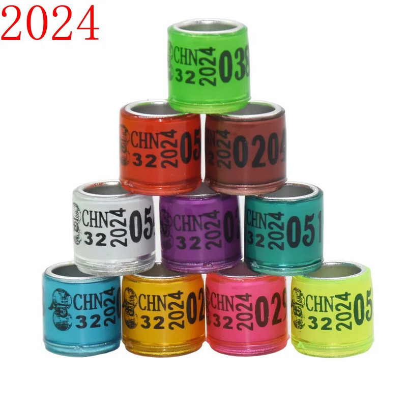 50 db 2024 alumínium műanyag galambtalp gyűrű szám betűvel Madárláb jelző gyűrűk Légyverseny azonosító kör Zarándokok