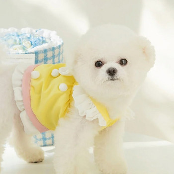 Модна кучешка рокля за малки средни кучета Сладко кученце Принцеса Пола Лък Котка Летящи ръкави Пола Рокля за домашни любимци Дрехи за кучета Чихуахуа
