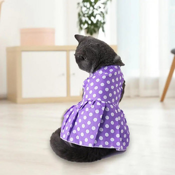 Καλοκαιρινά φορέματα για σκύλους με κουκκίδες εκτύπωση πλισέ άκρη με λουλουδάτο στρίφωμα Φούστα γατούλα Αξιολάτρευτη σφεντόνα αναπνεύσιμο φόρεμα για κουτάβι Προμήθειες για κατοικίδια