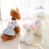 Καλοκαιρινό φόρεμα για σκύλους με στρογγυλή λαιμόκοψη με φιόγκο με κόμπο σχέδιο για Puppy Party Φόρεμα χαριτωμένο γάτες Σκυλιά πλισέ φούστα Ρούχα κατοικίδιων με δύο πόδια για καθημερινά