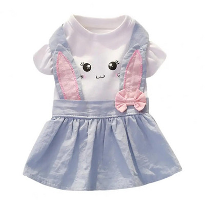 Καλοκαιρινό φόρεμα για σκύλους με στρογγυλή λαιμόκοψη με φιόγκο με κόμπο σχέδιο για Puppy Party Φόρεμα χαριτωμένο γάτες Σκυλιά πλισέ φούστα Ρούχα κατοικίδιων με δύο πόδια για καθημερινά