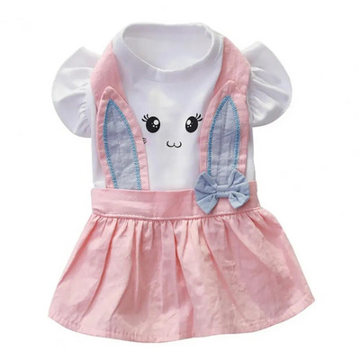 Καλοκαιρινό φόρεμα για σκύλους με στρογγυλή λαιμόκοψη με φιόγκο με κόμπο σχέδιο για Puppy Party Φόρεμα χαριτωμένο γάτες Σκυλιά πλισέ φούστα Ρούχα κατοικίδιων με δύο πόδια για καθημερινά