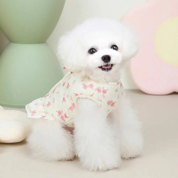 Стилен печат на дрехи за домашни любимци Парти аксесоар без пилинг Сладка дамска рокля за куче