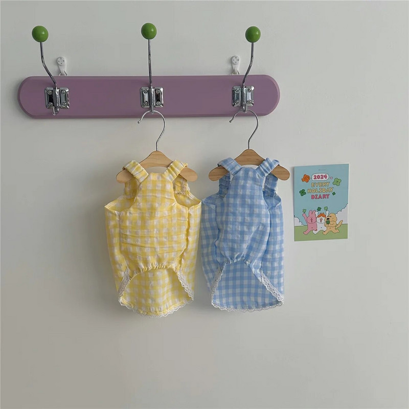 Pet καρό φόρεμα ζαρτιέρες Πριγκίπισσα λουλούδι φόρεμα φόρεμα σκύλου Καλοκαιρινή γάτα Teddy μικρό κουτάβι Ρούχα για κατοικίδια Ρούχα για κουτάβι