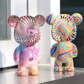 „Graffiti Bear“ elektrinis ventiliatorius, USB įkraunamas oro aušintuvas, galvanizavimo gradientas, 3 greičių, skirtas stovyklavimui lauke
