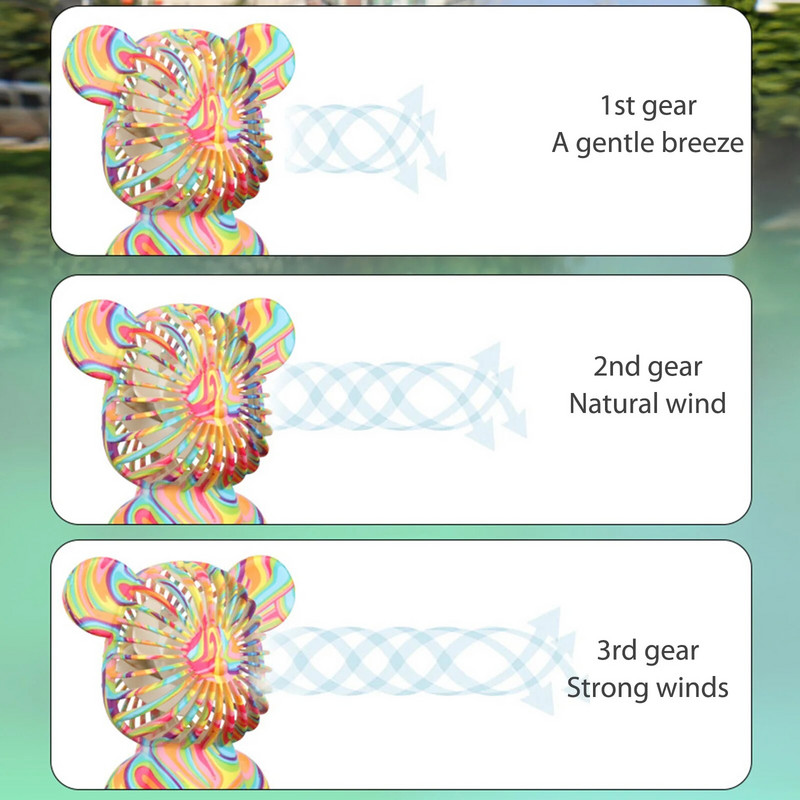 Graffiti Bear elektriline ventilaator USB-laetav õhujahuti, galvaniseerimise gradient, 3-käiguline välimatkade telkimiseks