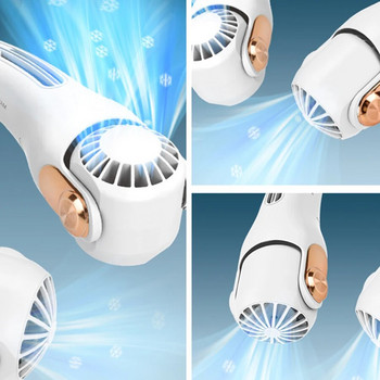 2024 Нов преносим вентилатор за шия, преносим мини климатик, вентилатор без лопатки, USB вентилатор, преносим с накланящ се супер силен вятър