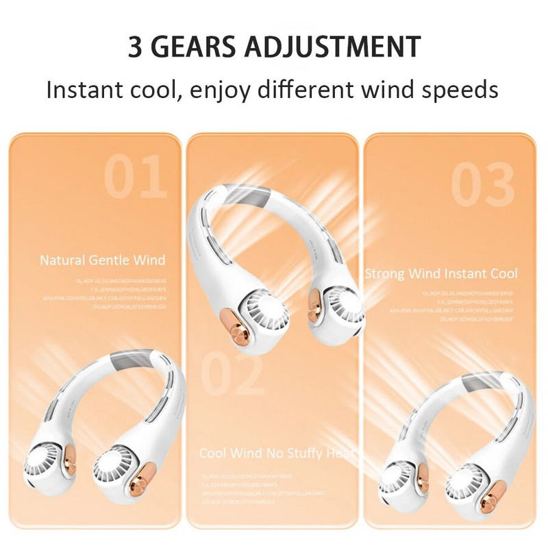 2024-es új hordható nyaki ventilátor, hordozható MINI légkondicionáló lapát nélküli ventilátor USB szellőző ventilátor, billenthető szuper erős széllel