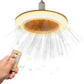 Išmanusis „trys viename“ lubų ventiliatorius su nuotolinio valdymo pultu ir 3 greičių E27 AC85-265V apšvietimo baze, skirta miegamojo ir svetainės apšvietimui