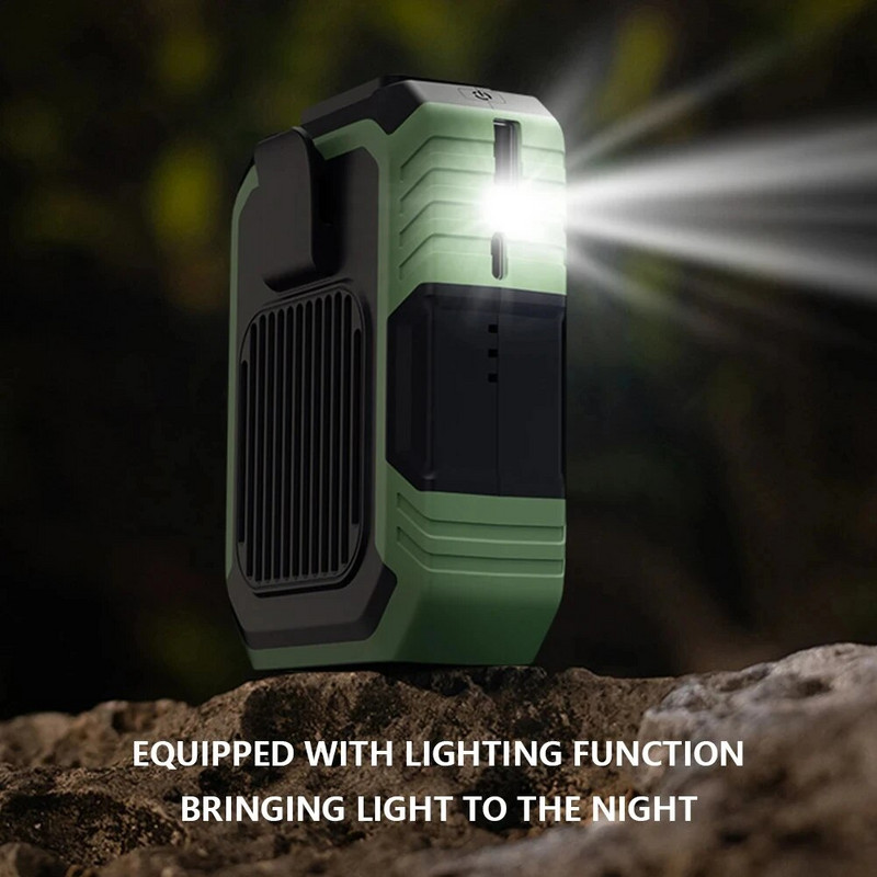 Prijenosni klima uređaj, ventilator za kopču oko struka s 5-8H, ventilator za vrat, 3 brzine, USB punjiv, za ljetni rad na otvorenom, planinarenje na gradilištu