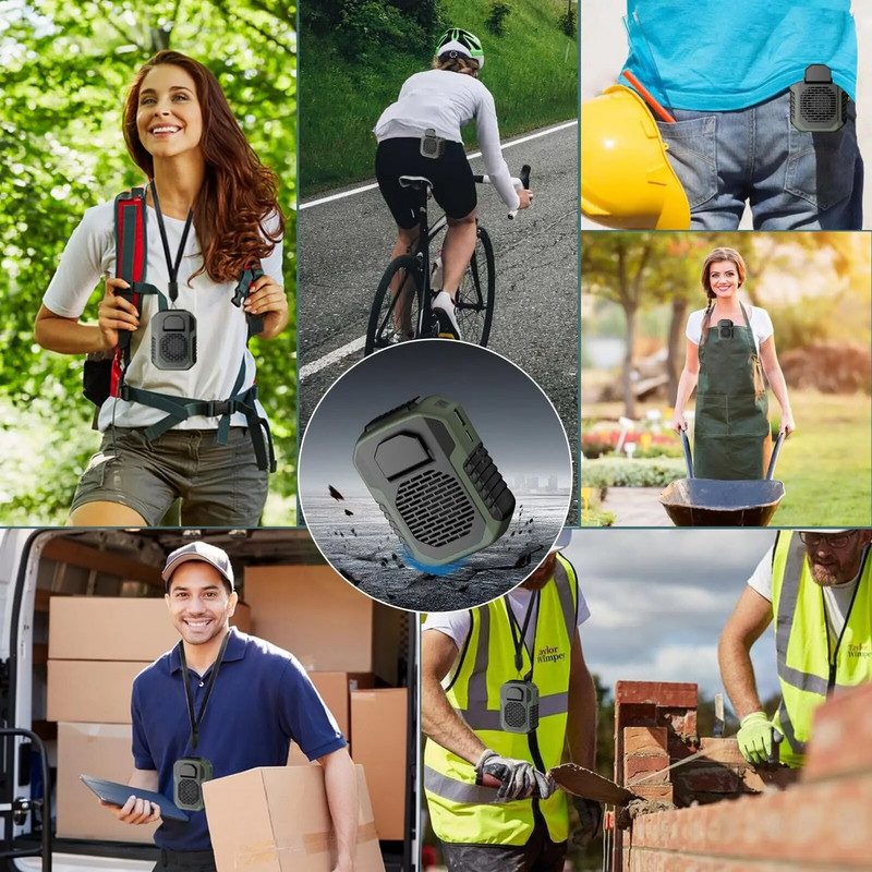 Prijenosni klima uređaj, ventilator za kopču oko struka s 5-8H, ventilator za vrat, 3 brzine, USB punjiv, za ljetni rad na otvorenom, planinarenje na gradilištu