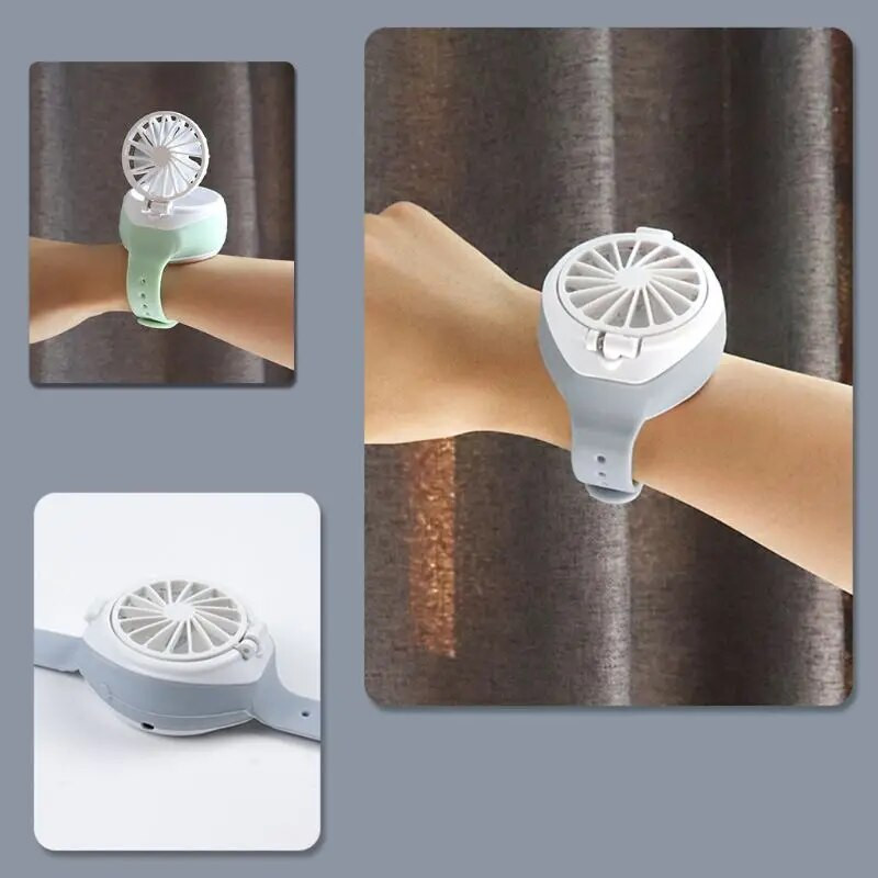 Επαναφορτιζόμενος ανεμιστήρας USB με άνετο λουρί καρπού Φορητός μίνι ανεμιστήρας σε σχήμα ρολογιού ανεμιστήρας για εσωτερικούς ή εξωτερικούς χώρους Tra
