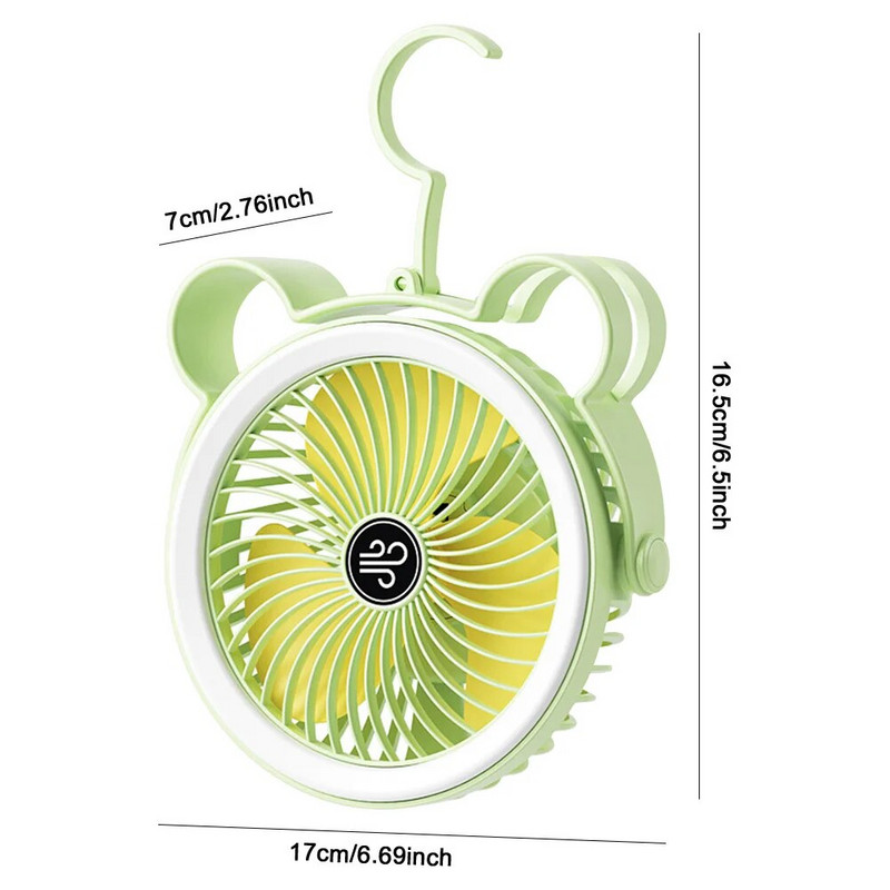 Galddatora pārnēsājams gaisa cirkulators, USB uzlādējama telts, piekarināma, mazs ventilators ar LED gaismas elektrisko gaisa dzesēšanas ventilatoru mājai ārā