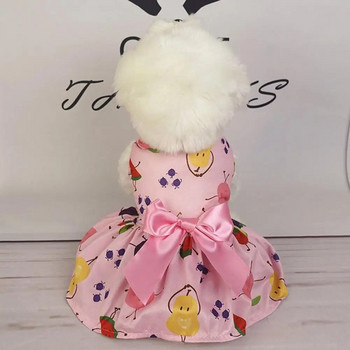 Pet Dress Dog Dress for Female Summer Sweet Ribbon Bowknot Print Small Medium Dog Puppy Pet Cat Puppy Floral Princess Skirt