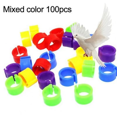 100Pcs Birds Leg Clips Harmless Extensible Plastic Mix Color 8mm Pigeon Foot Ring for Pet birds accessoires