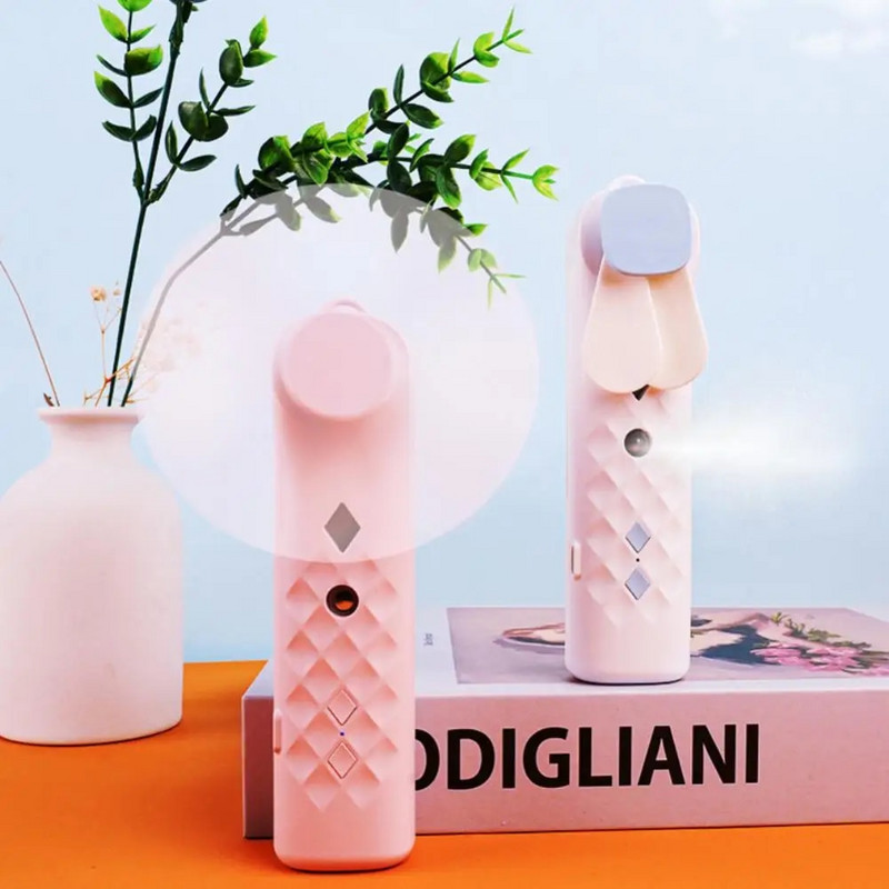 2 vienā pārnēsājams mini ventilators gaisa mitrinātājs USB uzlādējams rokas ventilators ūdens smidzinātājs miglas ventilators seja Tvaikonis gaisa kondicionieris dzesēšanas ventilators