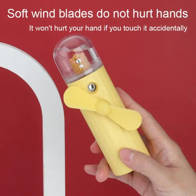 2 az 1-ben mini ventilátor nano vízpermetező arcgőzölő hordozható USB újratölthető párásító vízpótló műszer bőrápoló eszköz