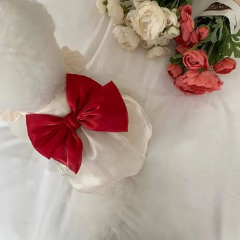 Fashion Fly Sleeve Bow Φόρεμα για κατοικίδια Πριγκίπισσα Ανοιξιάτικα καλοκαιρινά ρούχα για γάτες Φόρεμα για σκύλους Puppy Maltese Bichon Yorkshire Ρούχα για μικρά σκυλιά