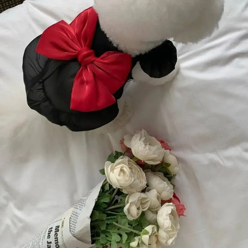 Modes mušu piedurknes loks mājdzīvnieku princeses kleita pavasara vasara kaķu apģērbs suņu kleita kucēns maltietis bišons Jorkšīras mazs suns