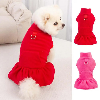 Fashionable Pet Dress Pleated Hem Pet Dress Cozy Fleece Pet Dress Stylish Pleated Hem Outfit for Small to Medium Dogs for Pup