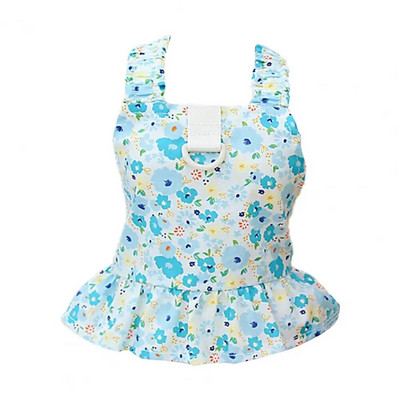 1 db vékony kisállat ruha vontatási gyűrűvel virágmintás kutya hercegnő ruha széles vállpántos fodros szegély tavaszi nyári kölyök ruha