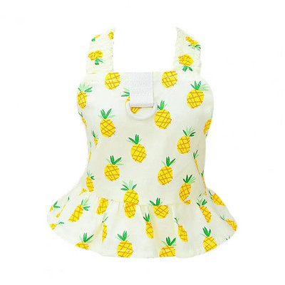 1 db vékony kisállat ruha vontatási gyűrűvel virágmintás kutya hercegnő ruha széles vállpántos fodros szegély tavaszi nyári kölyök ruha