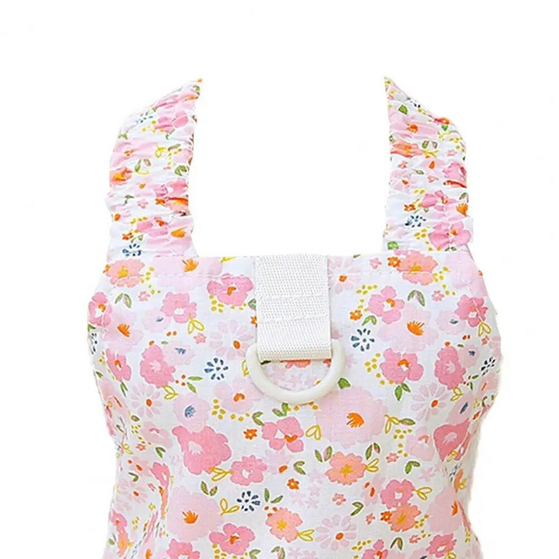 1 db vékony kisállat ruha vontatási gyűrűvel virágmintás kutya hercegnő ruha széles vállpántos fodros szegély tavaszi nyári kölyök ruha