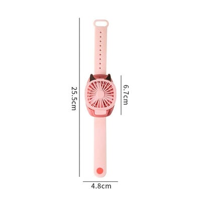 Cartton Cat Design hordozható csuklópántos mini óra kézi ventilátor USB töltés kis újratölthető ventilátorok színes LED lámpákkal