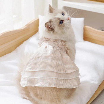 Σκύλος καρό φούστα Καλοκαιρινό φόρεμα για σκύλους Λεπτά ρούχα για σκύλους Chihuahua Κορεατικά Bichon Puppy Apparels Φορέματα μαργαρίτα με δαντέλα για σκύλους
