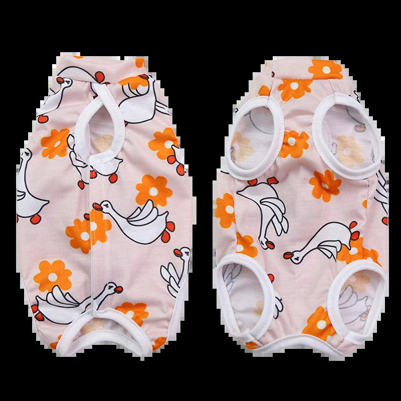 1 τμχ Κοστούμι αποστείρωσης απογαλακτισμού γάτας Μικρή φόρμα για γάτες για σκύλους Ρούχα κατά του γλείψιμου ανάκτησης μετά από χειρουργική επέμβαση Χαριτωμένα ρούχα για τη φροντίδα κατοικίδιων με εκτύπωση