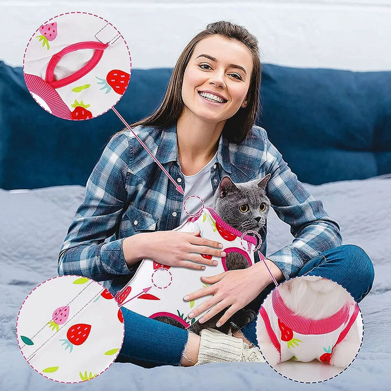 Kaķu profesionāls ķirurģiskas atveseļošanās tērps kaķiem, suņiem E-apkakle Alternatīva kaķēnu kucēniem Ķermeņa aptinumi Elpojošs mājdzīvnieku apģērbs