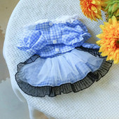 Lemmikloomakleit vibukaunistusega Šikk võrkkangast ühendav koeraprintsessi kleit kaarkaunistusega Nukukrae Moekas lemmikloom poochile