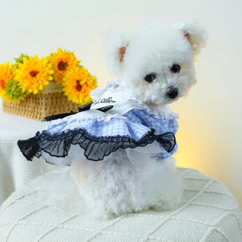 Lemmikloomakleit vibukaunistusega Šikk võrkkangast ühendav koeraprintsessi kleit kaarkaunistusega Nukukrae Moekas lemmikloom poochile