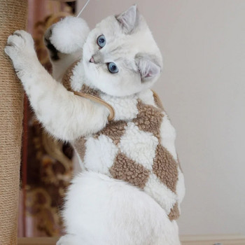 Μόδα χειμωνιάτικα ρούχα για γάτες Μαλακά, ζεστά, ζεστά φλις Sphynx Στολή για κατοικίδια Γιλέκο πουλόβερ κουταβάκι σκύλος γατάκι παλτό καρό ρούχα για γάτα