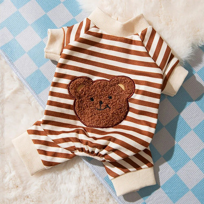 Kawaii rūbai augintiniams pavasariui vasarai rudeniui vidutiniai maži katinai augintiniams katėms dryžuotas kombinezonas Mielas animacinio rašto kačiukas, šliaužtinukas pižama