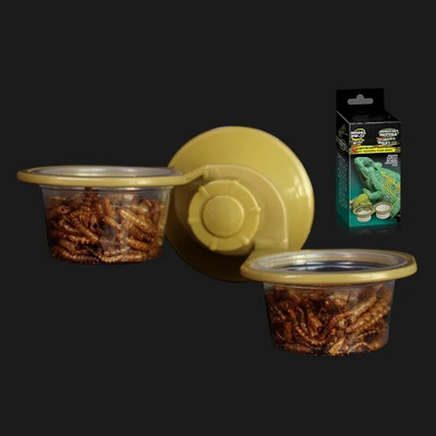 Gecko Lizard Bearded Feeding Ledge Gecko Food Water Dish Food Bowl Worm Dish Suction Cup Feeder Supplies for Small Reptiles