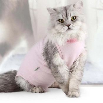 Βαμβακερά ρούχα αποκατάστασης για χειρουργική επέμβαση κατοικίδιων ζώων Ρούχα μετεγχειρητικής γάτας Ενδύματα προστασίας γάτας Αποκατάσταση στολή γατάκι γιλέκο αξεσουάρ γάτας