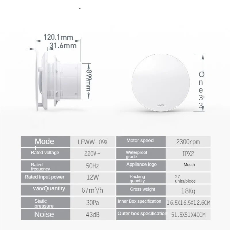 4 colių vėdinimo ventiliatorius mažo triukšmo ventiliatorius virtuvės siena tylus išmetimo ventiliatorius sieninis vamzdis ventiliatorius oro valymas vonios ištraukiklis
