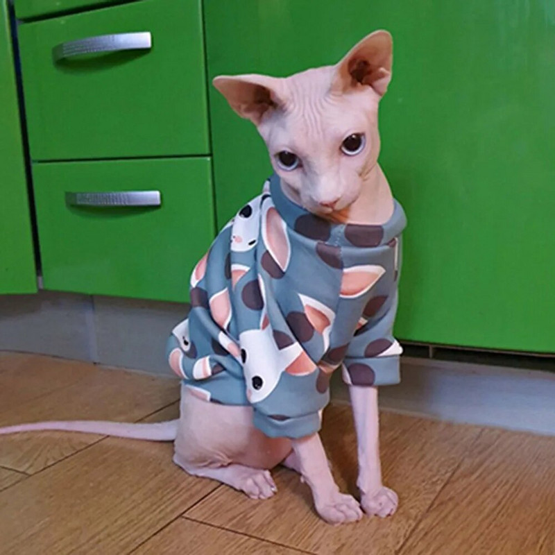 Sphynx Hairless Cats Hoodies πουλόβερ μπλουζάκια γατάκι με μανίκια Χειμερινό παλτό πουλόβερ για κατοικίδια ζώα Αξιολάτρευτα μικρά σκυλιά Ρούχα για γάτες
