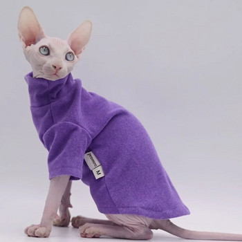 Дрехи за котка сфинкс, бебешко меко памучно зимно котешко облекло за корниш, плътен цвят, пуловер за котка без косми, костюм, дрехи за домашни любимци