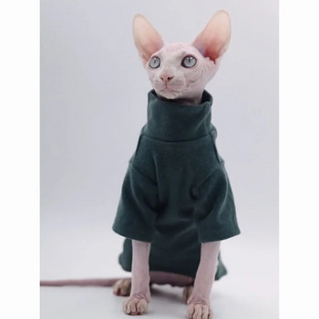 Дрехи за котка сфинкс, бебешко меко памучно зимно котешко облекло за корниш, плътен цвят, пуловер за котка без косми, костюм, дрехи за домашни любимци